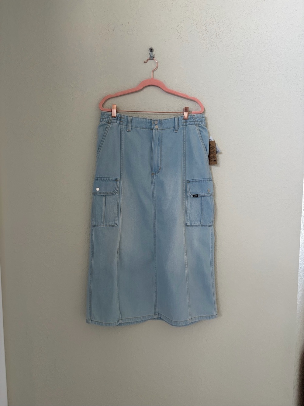 NWT WOMEN'S VANS SIDEWALK DENIM LONG SKIRT CARGO POCKETS SIZE LARGE